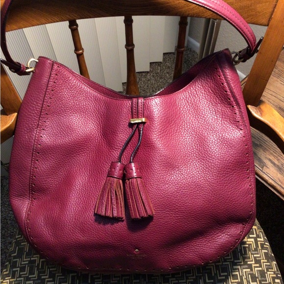 ❌SOLD❌ Kate Spade James St. Nori Dark Magenta Leather Hobo Bag - Picture 10 of 11